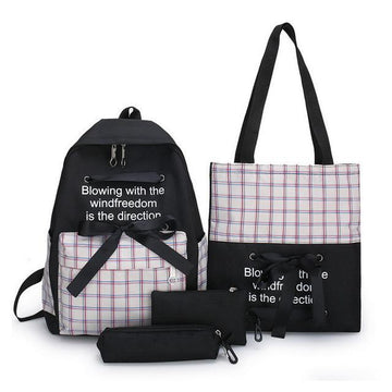 Mrs win new 5 Piece/Set High School backpack Bags for Teenage Girls Canvas Travel Backpack Women Bookbags Teen Student Schoolbag